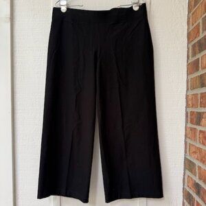 Eileen Fisher Black Crepe, Viscose blend, wide leg cropped pants, Women's M